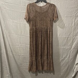 Tan and Black Polka Dot Midi Dress